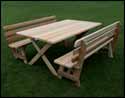 42" Wide Red Cedar Cross Legged Picnic Table w/Backed Benches