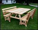 42" Wide Red Cedar Traditional Picnic Table w/Backed Benches