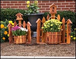 Eastern Red Cedar Corner Picket Fence Planter w/ Birdhouse