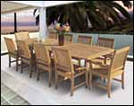 96" Teak Rectangular Expansion Table and Compass Chair Set