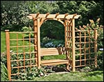 Red Cedar Canterbury Arbor w/Backed Bench & 2 Wings