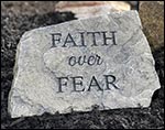 Concrete "Faith over Fear" Religious Stone