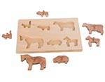 Maple Puzzle Board with Farm Animals