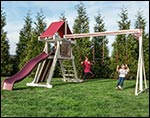 Adventure Vinyl Swing & Slide Playset w/ Rock Wall