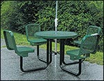 36" Round Metal Picnic Table w/ Attached Chairs