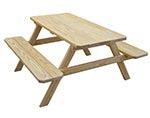 Yellow Pine Picnic Table w/ Attached Benches