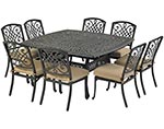 Aluminum 9 Pc. Dining Set - 64" Square Table