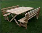 42" Wide Red Cedar Cross Legged Picnic Table w/Backed Benches