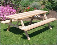 Red Cedar Picnic Table w/ Attached Benches