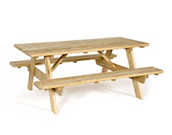 Treated Pine 6' Picnic Table w/ Attached Benches