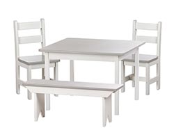 Kid's Maple Square Table Set w/ 2 Chairs and 1 Bench