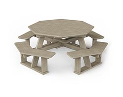 Poly Lumber Octagonal Picnic Table w/ Attached Benches