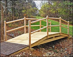 Treated Pine Log Rail Bridge w/White Cedar Posts & Railing
