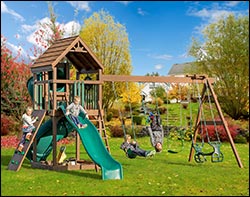 Fighter Treated Pine Swing & Slide Playset w/ Rock Wall