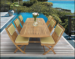 60" Teak Rectangular Expansion Table and Sailor Chair Set