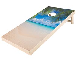 Poly Frame Corn Hole Set - Beach with Palm Trees