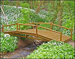 Treated Pine Log Rail Bridge w/White Cedar Posts & Railing