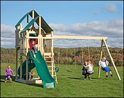 Tower Fort Treated Pine 2-Tier Swing & Slide Playset