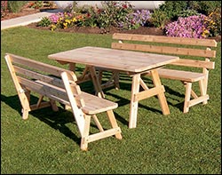 Red Cedar Picnic Table w/2 Backed Benches