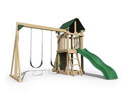 QUICK SHIP - Compact 11'x13' Wood Playset