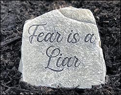 Concrete "Fear is a Liar" Religious Stone