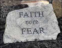 Concrete "Faith over Fear" Religious Stone