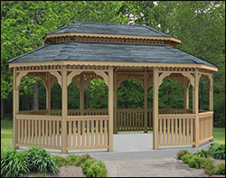 Red Cedar Double Roof Oval Gazebos