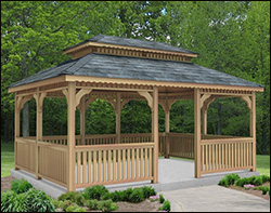 Red Cedar Double Roof Rectangle Gazebos