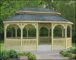 Treated Pine Double Roof Oval Gazebos