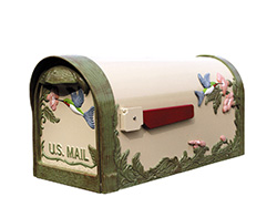 Aluminum Hummingbird Curbside Mailbox - Hand Painted Natural Finish