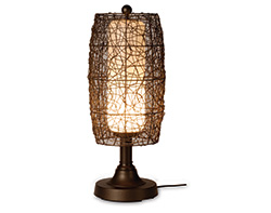 30" Outdoor Wicker Barrel Resin Table Lamp
