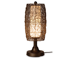 30" Outdoor Wicker Barrel Resin Table Lamp