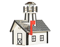 Poly Lumber Deluxe Lighthouse Mailbox w/ Diamond Roof - Black and White