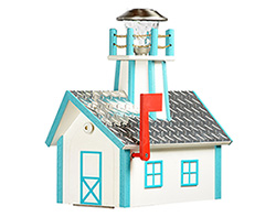Poly Lumber Deluxe Lighthouse Mailbox w/ Diamond Roof - Aruba Blue and White
