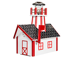 Poly Lumber Deluxe Lighthouse Mailbox w/ Diamond Roof - White and Cardinal Red