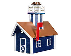 Poly Lumber Deluxe Lighthouse Mailbox w/ Copper Plate Roof - Patriot Blue and White