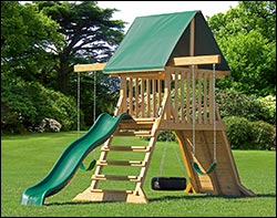 Explorer's Treated Pine Swing & Slide Playset w/ Rock Wall