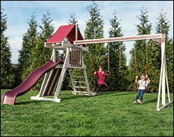 Adventure Vinyl Swing & Slide Playset w/ Rock Wall