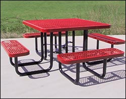 46" Square Expanded Metal Picnic Table