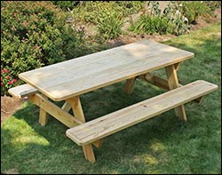 Treated Pine Picnic Table w/ Attached Benches