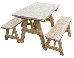 Southern Yellow Pine Traditional Table w/2 Benches