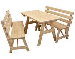 Southern Yellow Pine Picnic Table w/2 Backed Benches