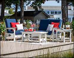  Poly Lumber Mission 5 Piece Love Seat Set w/ Sunbrella Cushions