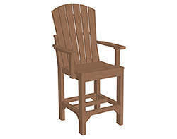 Natural Finish Poly Lumber Adirondack Arm Counter Chair