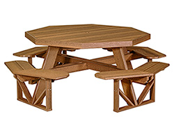 Poly Lumber Natural Finish Octagon Walk-In Picnic Table