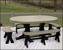 Poly Lumber 5 Piece Oval Picnic Table with Benches