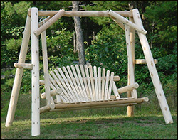 White Cedar Unstained Love Seat Swing w/ A-Frame Swing Stand