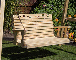 Treated Pine Crossback w/Heart Porch Swing