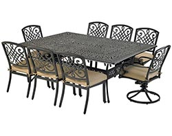 Aluminum 9 Pc. Dining Set - 84" Rectangular Table