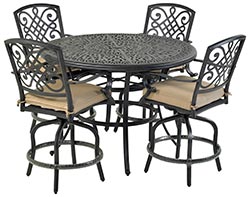 Aluminum 5 Pc. Counter Set - 52" Round Counter Height Table